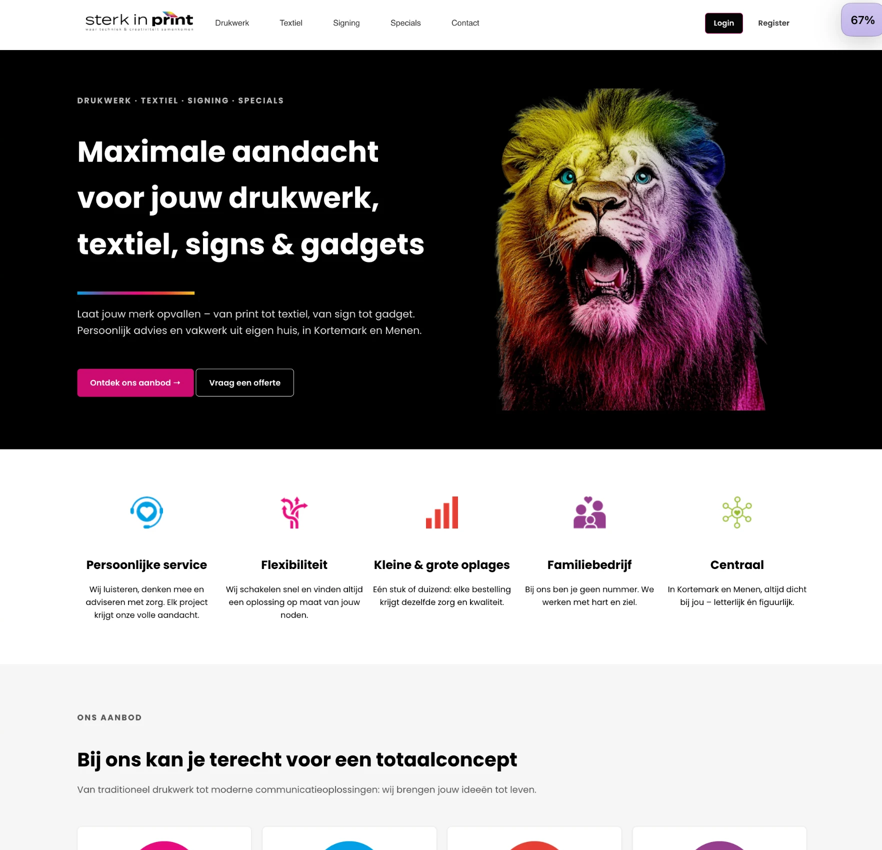 The homepage of sterk in print, a shop built on BuildYourPrint.